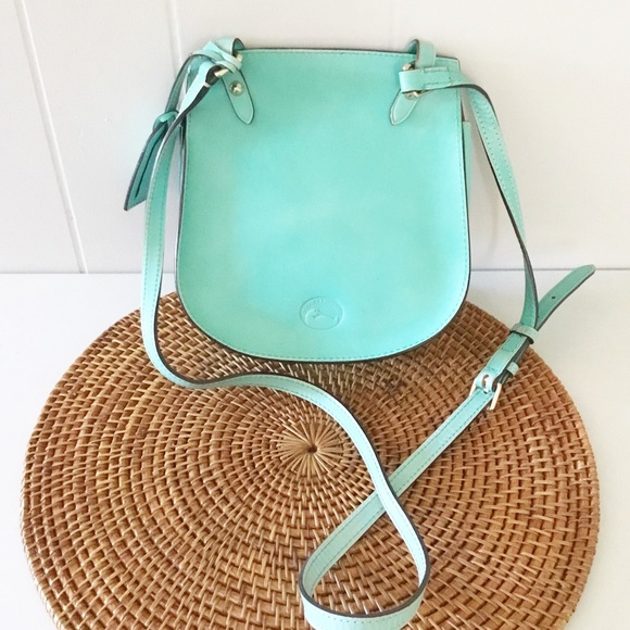 DOONEY and BOURKE Authentic Vintage Turquoise Leather Crossbody Shoulder Bag - Picture 6 of 9